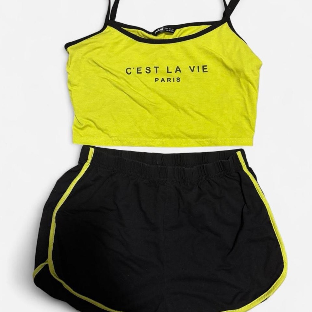 SHEIN Yellow and Black Pajama Set